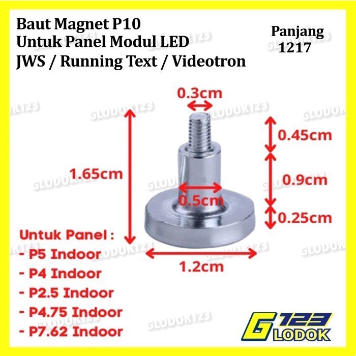 Baut Magnet Panjang Pendek Panel Modul LED P10 Running Text Videotron