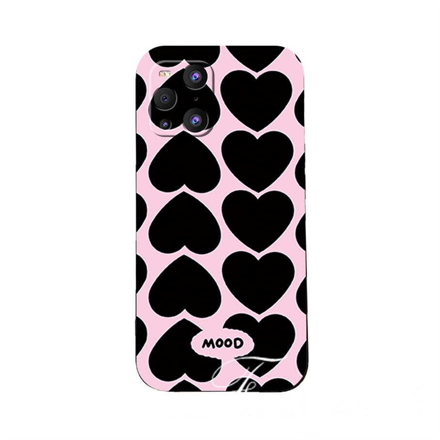 Redmi 12C A1 Plus Note 11 Pro+ 11 11s 10 10s 9 9s 8Pro 10A 10C 10 9C 9A Xiaomi 11Lite 11TPro Poco X3Pro X3NFC Full Layar Black Love Phone Case Silicon Soft Coverr Pelindung