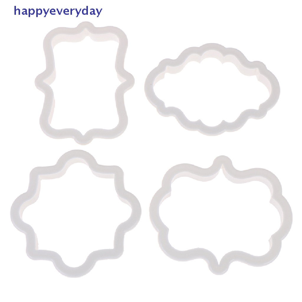 [happy] 4pcs vintage plaque frame cookie cutter set Pemotong Biskuit Plastik Alat Kue [ID]