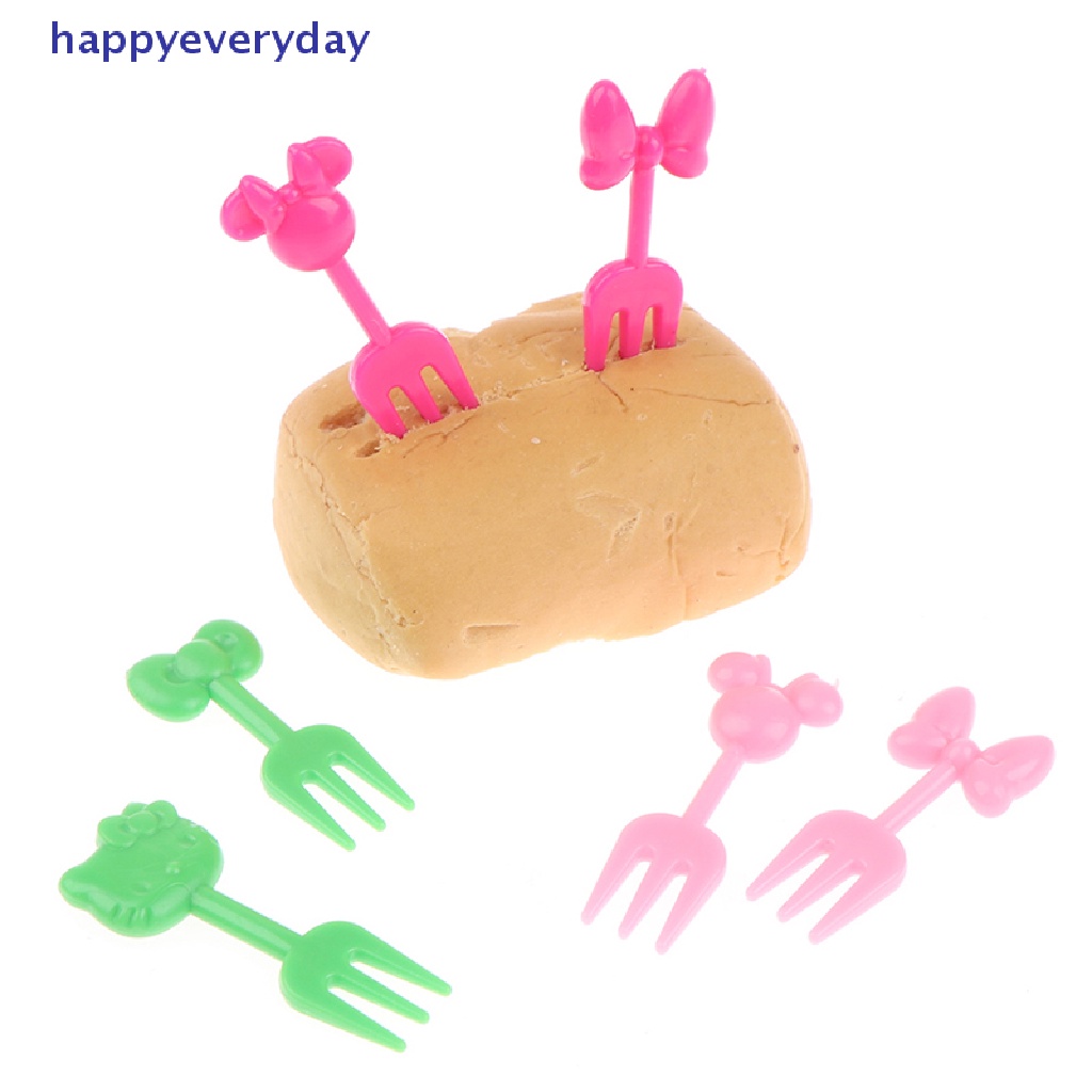 [happy] 10pcs/set Garpu Buah Mini Anak Snack Kue Dessert Makanan Fruit Pick Tusuk Gigi [ID]