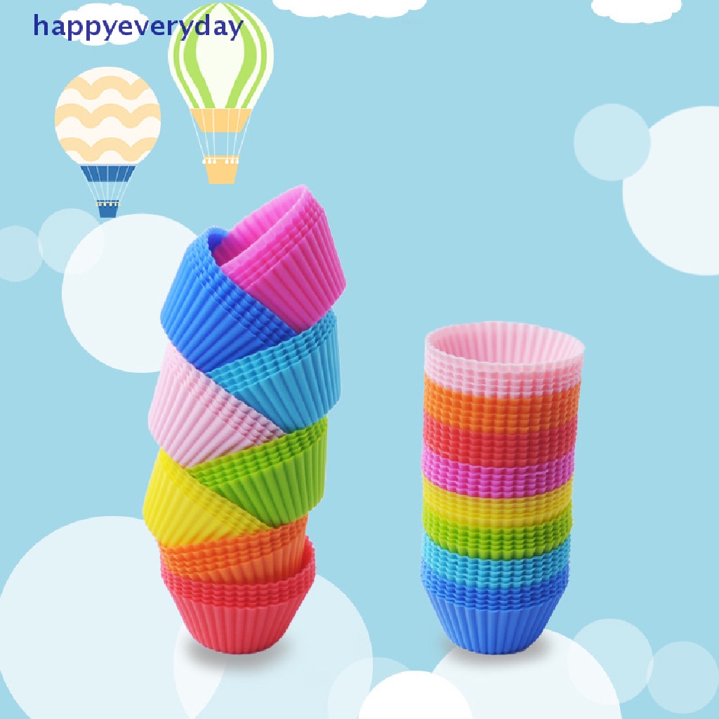 [happy] 4pcs Silicone Cake Cup Liner Cetakan Kue Cup Muffin Bulat Cakecup Alat Kue [ID]