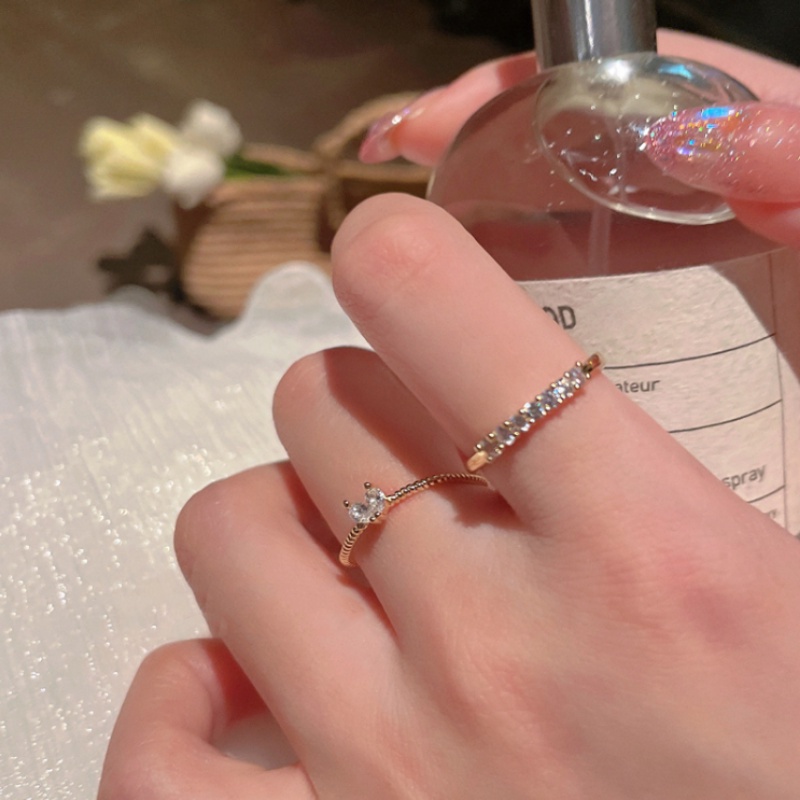 We Flower Elegan s925 Perak Zirkon Jantung Cincin Untuk Wanita Gadis Korea Manis Cinta Rings Pernikahan Pertunangan Pesta Teman Pasangan Jari Perhiasan Aksesoris