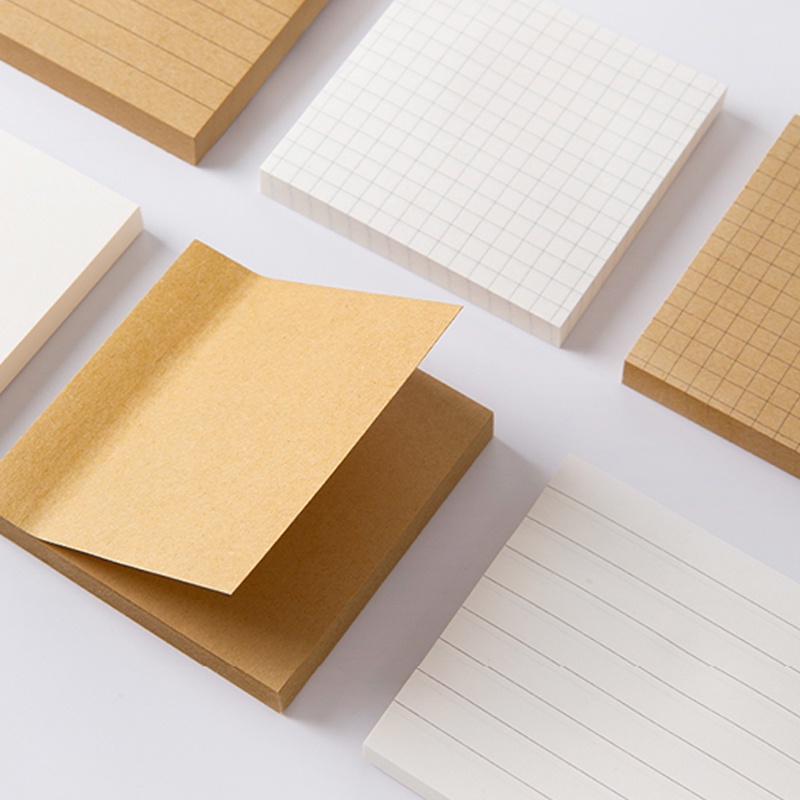 80 Lembar Sederhana Persegi Sticky Notes Mahasiswa Portable Mini Blank Kraft Paper Memo Pad