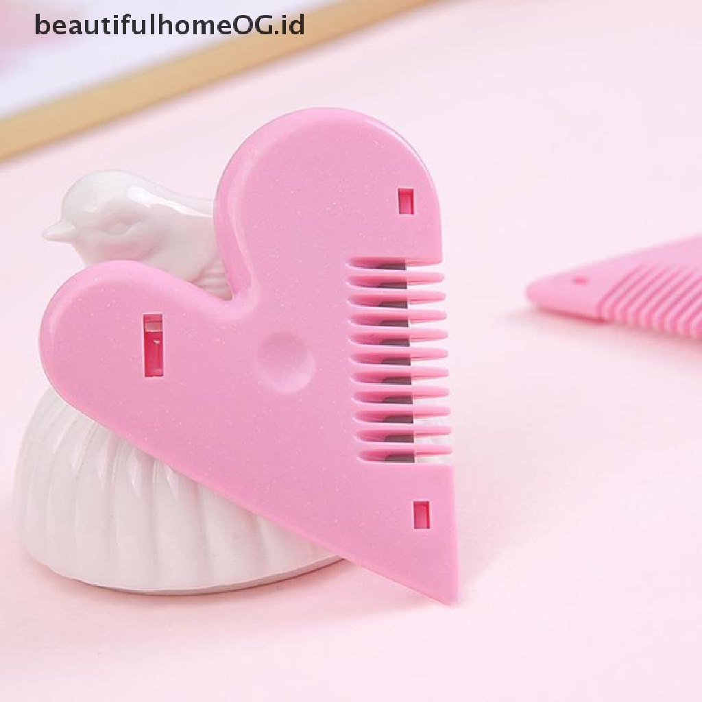 // Lebaran// New Pink Mini Hair Trimmer Love Heart Shape Hair Cutg Comb Dengan Pisau **