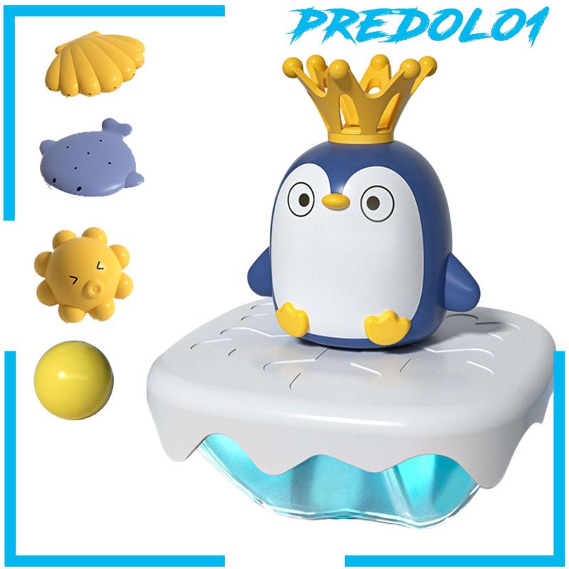 [Predolo1] Mainan Pinguin Mandi Bayi Mainan Mandi Bayi Kartun Tahan Lama Dengan 4kepala Semprotan Air