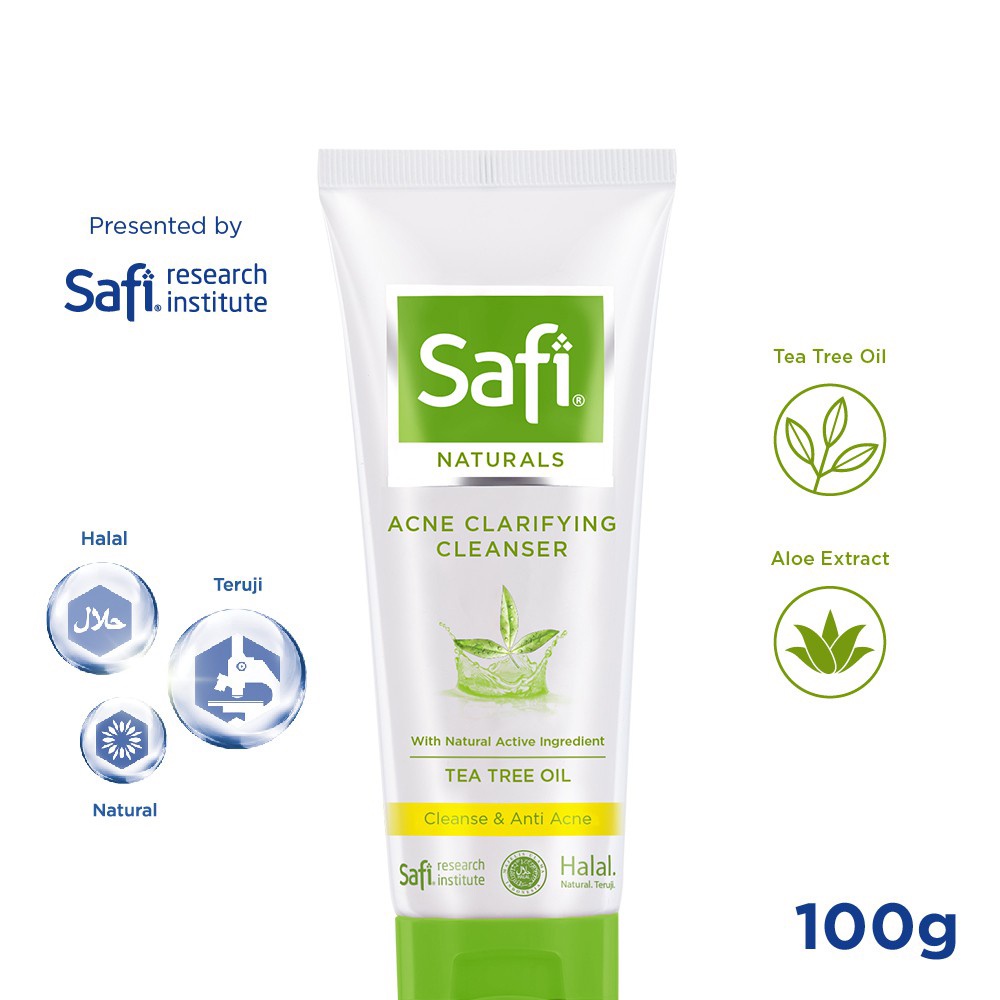 [Paket Komplit] Safi Naturals Acne Clarifying Cleanser 100ml + Toner 100ml + Cream 45gr - Free Bag + Micellar Water