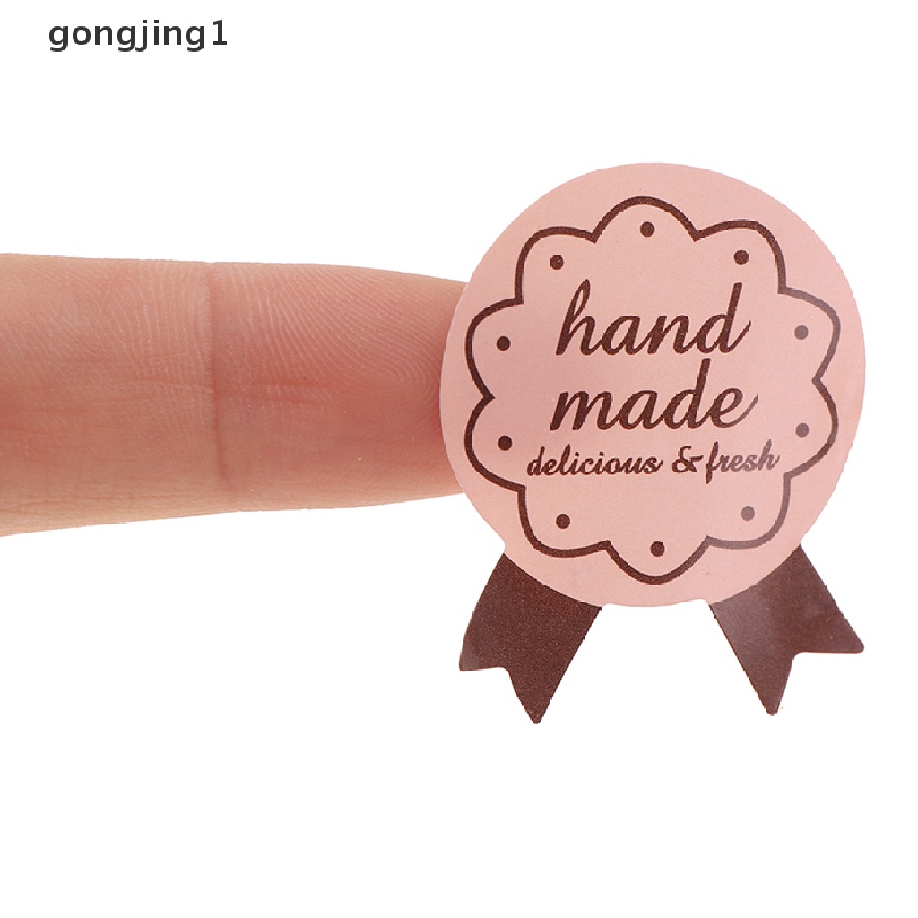 Ggg 75Pcs &quot;Hand Made&quot; Bow Tie DIY Segel Kemasan Sealing Sticker Label Hadiah Sticker ID