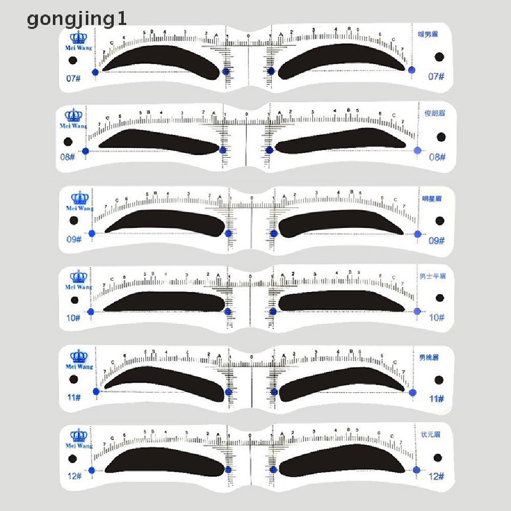 Ggg 12Pcs Gaya Stensil Pembentuk Alis Grooming Shaper Template Alat Makeup ID