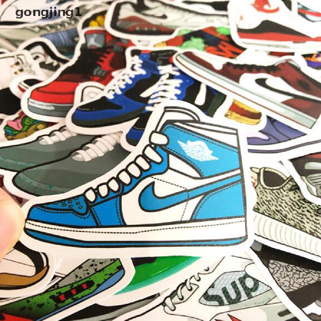 Ggg 50Pcs Jordan Sneaker Tide Sepatu Stiker Anti Air Untuk Laptop Skateboard Koper Decal ID