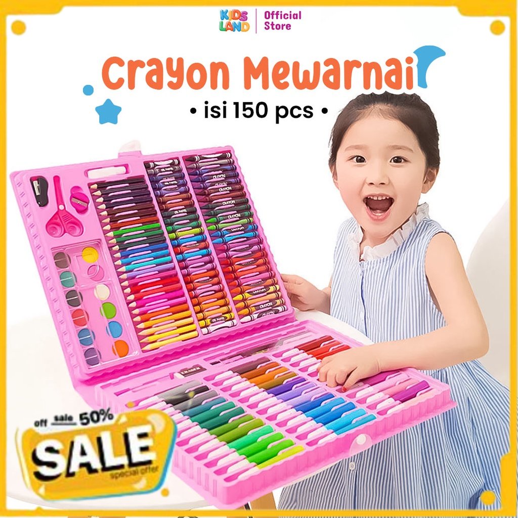 

♛♛♛ Krayon Anak Set Koper 150 in 1 Crayon Full Alat Melukis Mewarnai Set KIDS LAND