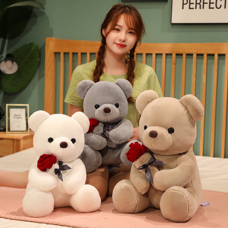 Boneka Teddy Bear Boneka Valentine Mainan Mewah Pengakuan Boneka Peluk Bunga Mawar Untuk Pacar Hadiah Hari Valentine Di Seluruh Dunia