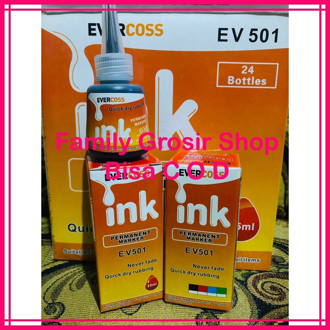 Tinta Spidol Permanent Hitam 25ML Tinta Spidol Evercross