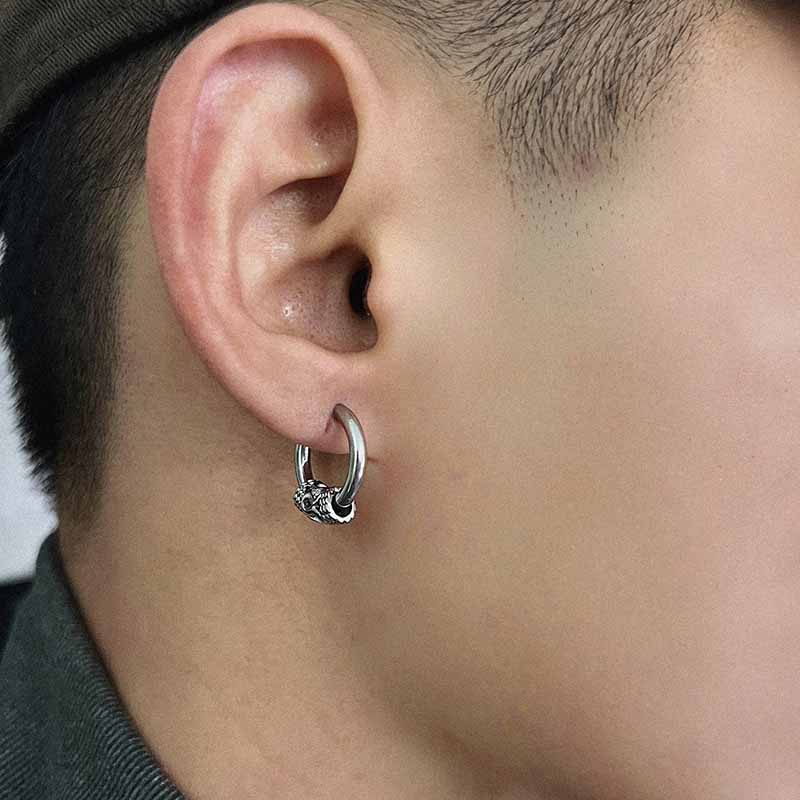 Single Eropa Amerika Fashion Pria Unik Anti Karat Jalan Hip-Hop Anting Bulat