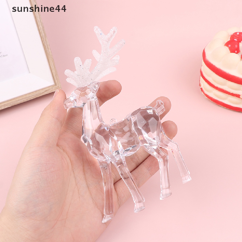 Sunshine 1Pc Hiasan Kue Elk Kristal Transparan Putih Mengkilap Untuk Perlengkapan Baking ID