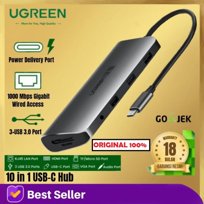 Ugreen 10in1 10 in 1 Usb C multifunction Hdmi Vga RJ45 SD PD 100W 4K