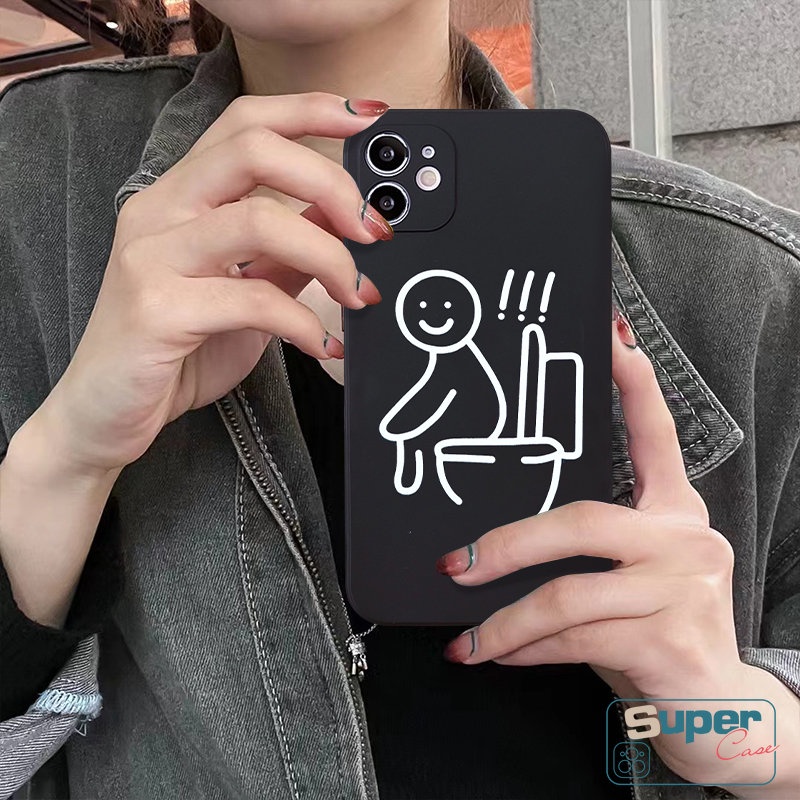 Oppo A17 A95 A15 A76 A16 A78 A7 Reno 8T 8 6 7 5F 5 A54 A12 A55 A57 A53 A31 A1K A16K A94 A96 A36 A16E A9 A52 A74 A5 A5s A3s Tepi Lurus Simple Lucu Line Karakter Couple Sarung Soft Case