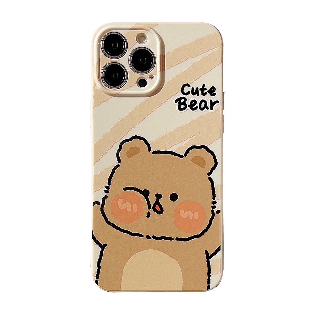 IPHONE Ins Cute Rabbit Bear Kartun Silikon Case Untuk Iphone14 11 12 13 PRO MAX Casing Cover Pelindung AT0151