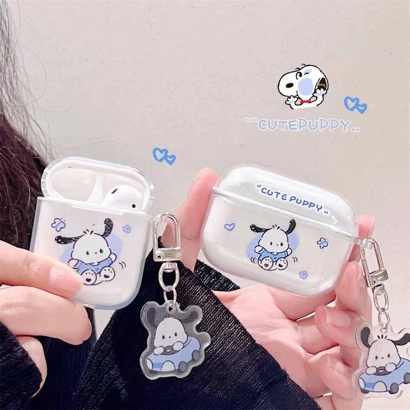 Kartun Pochacco Case Earphone Transparan Soft Case Cocok Untuk Airpods1 /2/+ Pro3 Case Pelindung Transparan