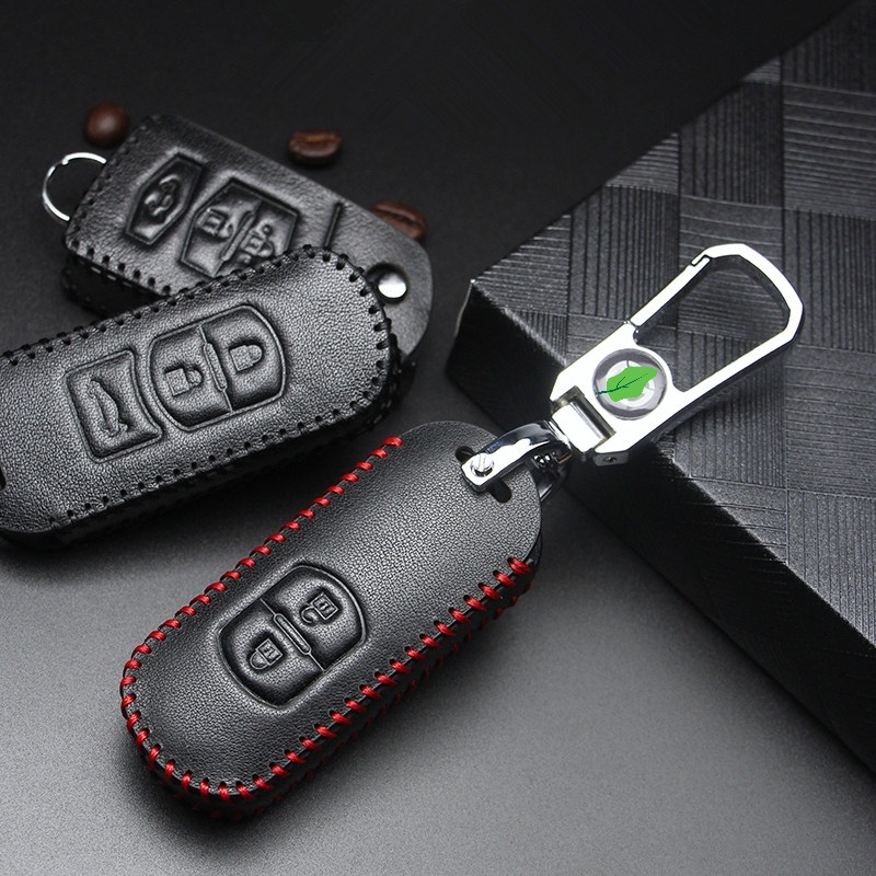 Untuk Mazda Leather Key Holder Cover Smart Key Untuk Mazda2 Mazda3 CX-3 CX-5