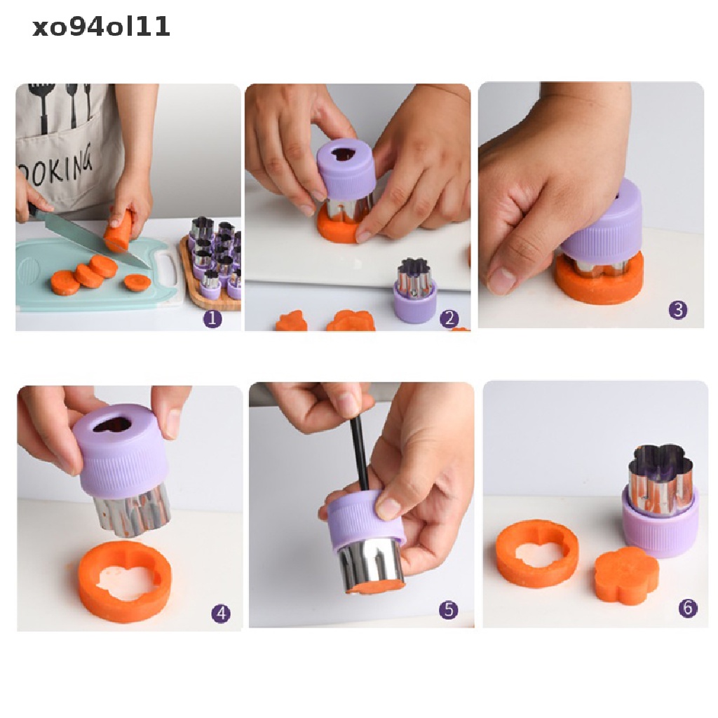 Xo 1PC Pemotong Sayuran Gagang Plastik Stainless Buah Cutg Die Gadget Dapur OL