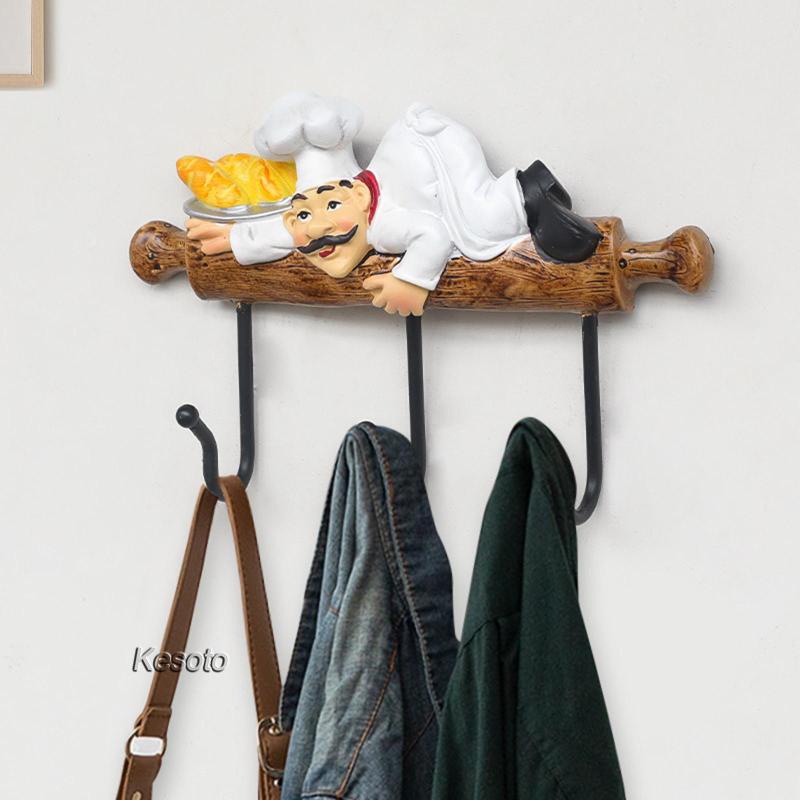 [Kesoto] Chef Wall Hook Cabinet Decor Kait Dapur Rak Mantel Tempat Handuk Kunci Tas