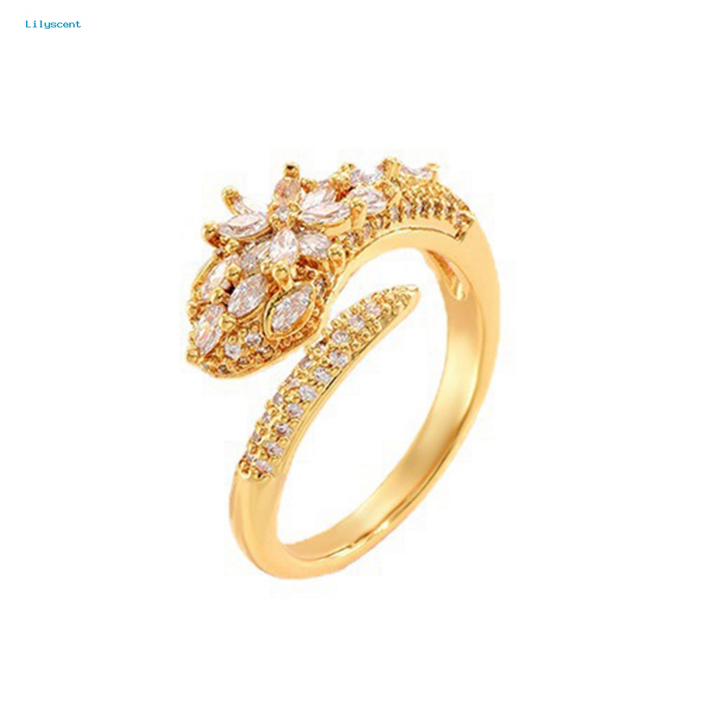 Lilyscent Cincin Kawin Anti Karat Fashion Perhiasan Wanita Pesona Jari Cincin Cubic Zirconia