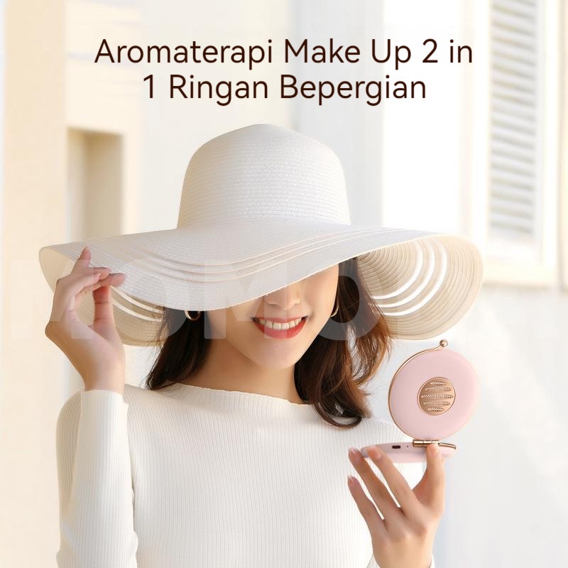 【Debora Mall】Aromaterapi aromaterapi LED cermin rias lipat cermin rias genggam cermin kecantikan dua sisi cermin bulat HD dengan cahaya