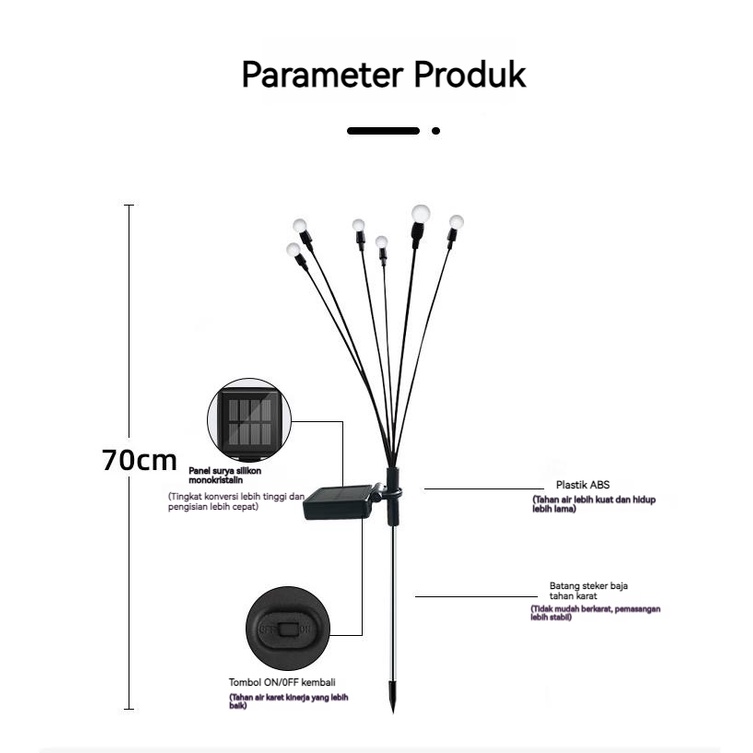 【COD】Solar Firefly Light Lampu Taman 6/8/10-LED Tenaga Surya Lampu Lanskap Kembang Api Firefly Bergoyang Light Outdoor Taman Dekorasi Lanskap