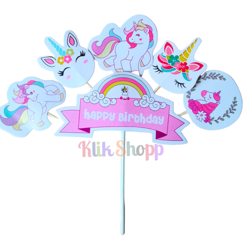 Topper Unicorn /  Unicorn Topper HBD / Topper hiasan kue karakter