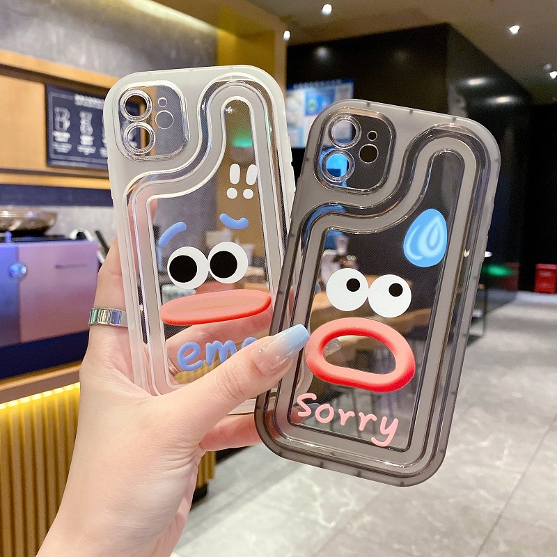 IPHONE Air sac Penebalan Pelindung case Untuk Iphone14 13 12 11 Pro MAX X XR XS Max7 8 Plus EMO emoji Transparan Anti-drop