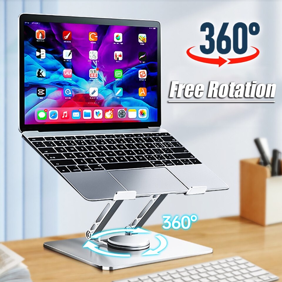 Spinning Laptop Stand Rotating Adjustable Holder Dudukan Putar Aluminium Alloy Metal