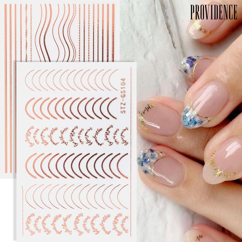 Providence Strip Kuku Bentuk Setengah Bulan Efek 3D Ultra Tipis Rose Gold Striping Tape Garis Desain Manicure Untuk Wanita