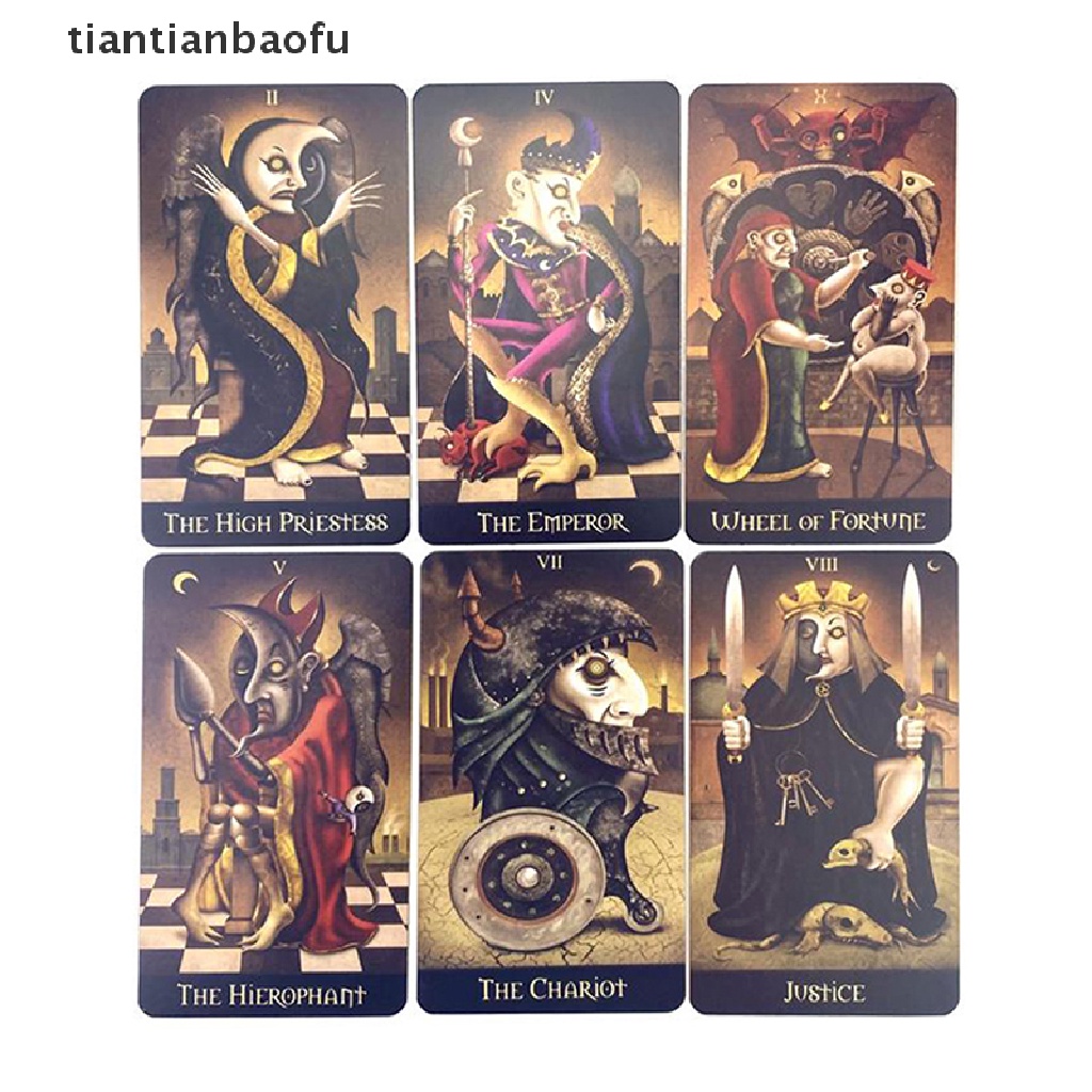 [tiantianbaofu] Besi Kotak Deviant Moon Tarot Kartu Ramalan Ramalan Deck Party Game w/Butik Manual