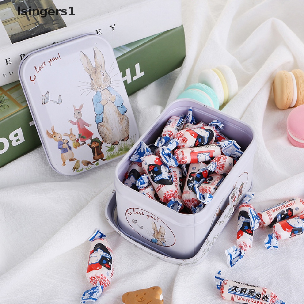 [lsingers1] White Rabbit Toffee Tin Can Small Suitcase Storage Can Tin Metal Candy Box Gift Butik