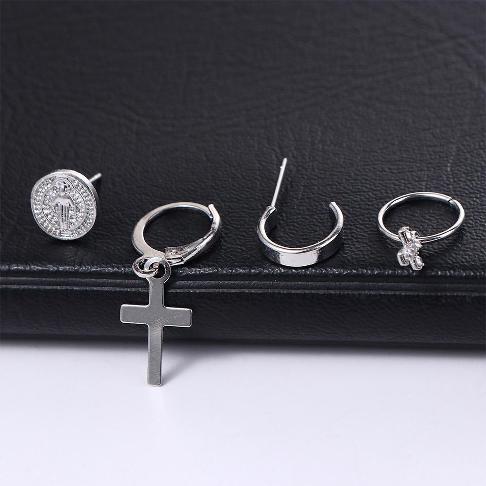 Mxbeauty Wanita Anting Set Fashion Perhiasan Kepribadian Gadis Hadiah Cross Tergantung Berlian Imitasi Gothic Alloy Menjuntai Earrings