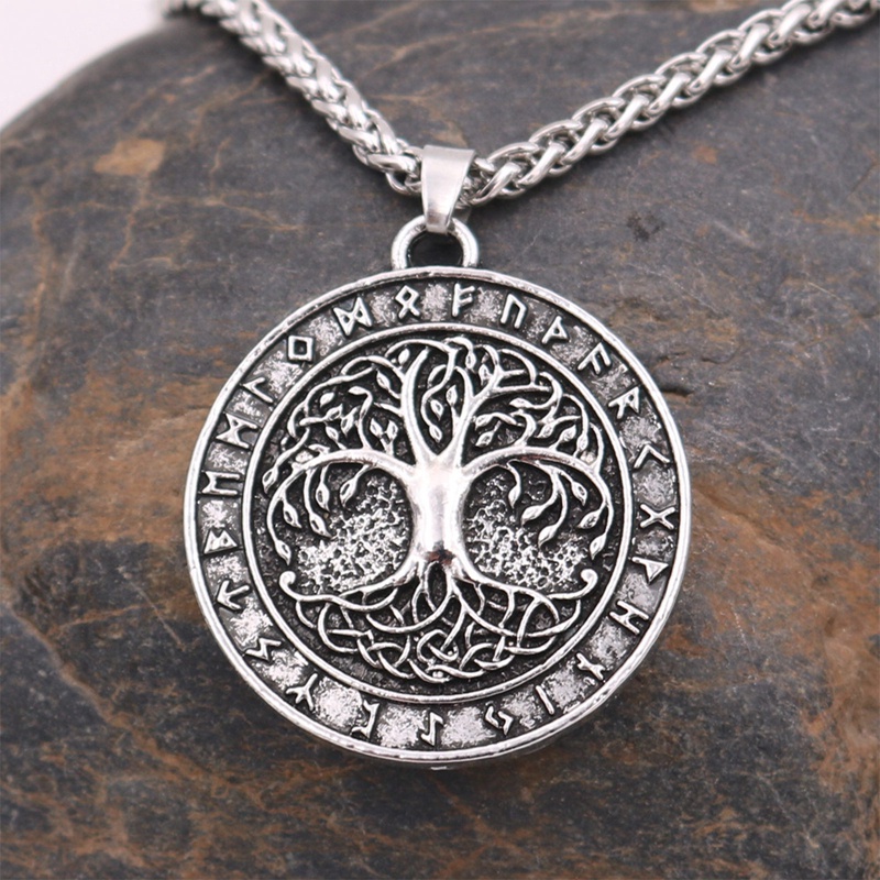 Viking Odin Norse Amulet Rune Trinity Knot Kalung Wicca Pohon Kehidupan Necklaces Jewelry