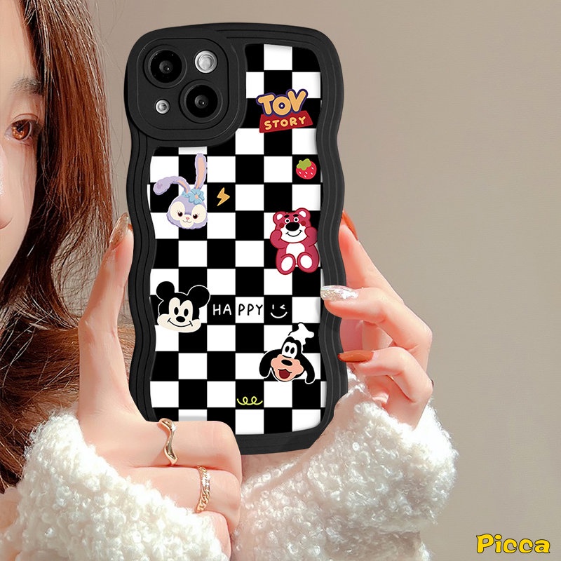 Realme C53 C55 C25 C30 C15 C33 C35 C21Y C25Y C12 C20A C11 C20 C25s 9i 5 6i 8Pro 10 7 9 Pro+7i 8 5s 8i 5i C3 C17 Kartun Toy Story Kotak-Kotak Love Hati Wavy Edge Soft Case