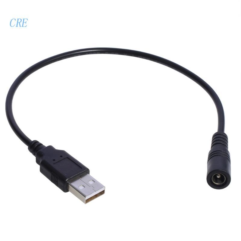 Cre 30cm USB Ke DC 5.5x2.1mm 5V Kabel Power Male to Female USB Barel Konektor Kabel Charger Untuk Router Kipas Kecil Berbicara