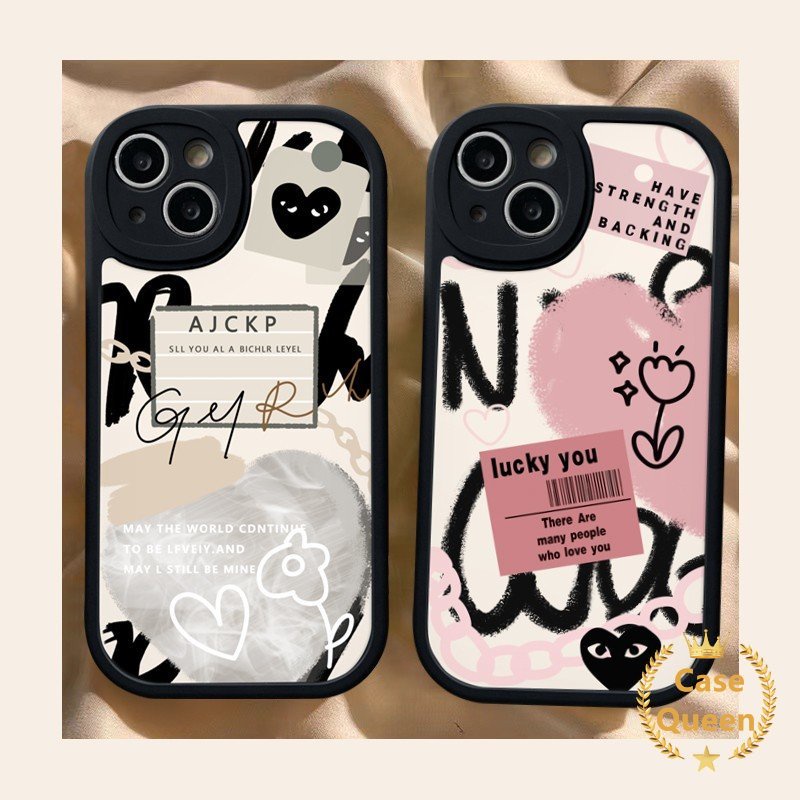 Ins Graffiti Letter Label Comme des Garcons Casing For Infinix Hot 9 11 10 Play Hot 10 Lite Hot 10T 11s 10s Smart 5 6 Infinix Note 8 Love Heart Trendy Brand Soft Tpu Cover