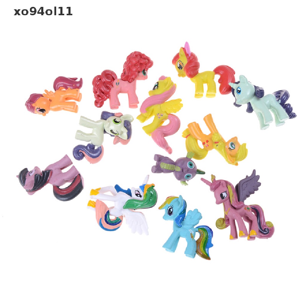 Xo 12pcs Mainan Action Figure Unicorn+Rain Dash Horse Model Untuk Anakhadiah Natal OL