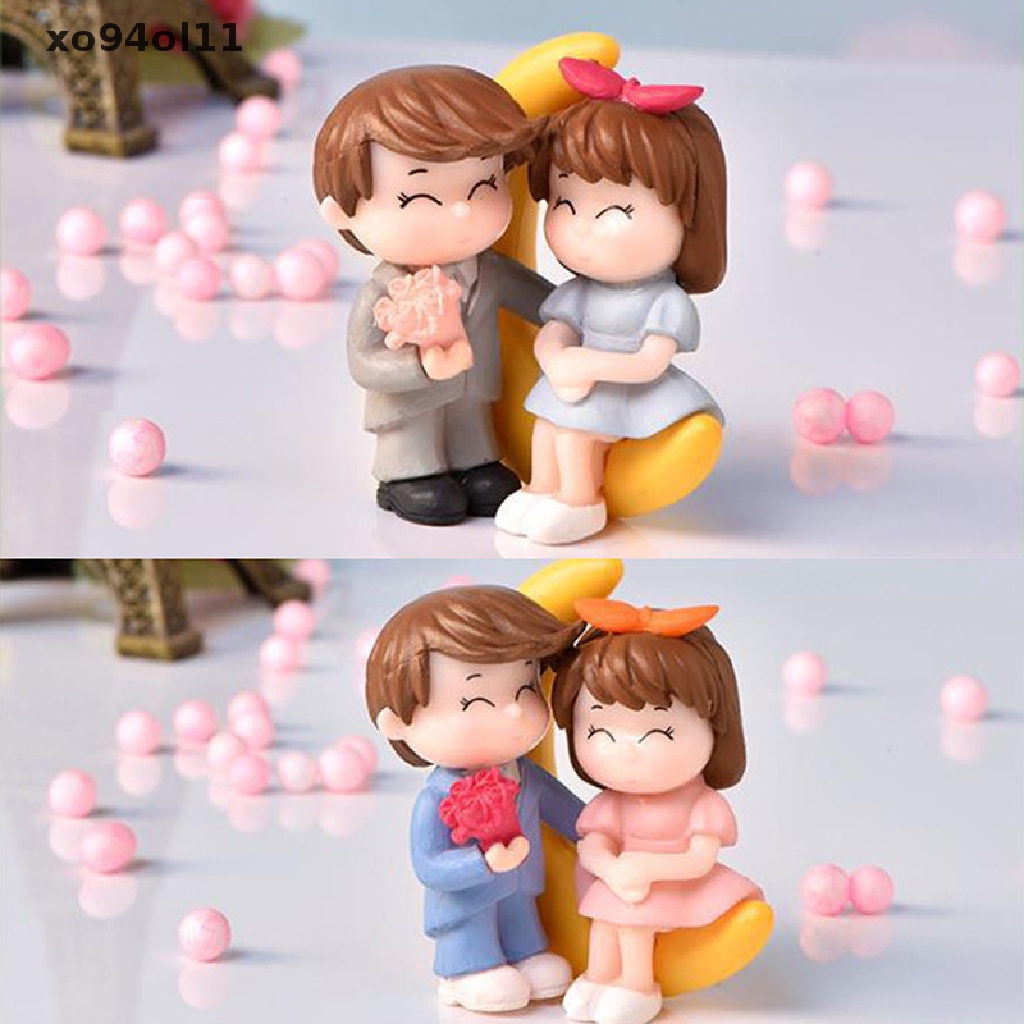 Xo 1pasang Moon Giving Flowers Couple Figurine Miniatur Aksesori Dekorasi Taman OL