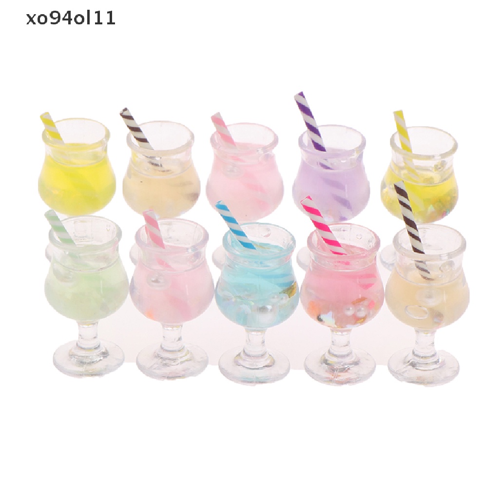 Xo 2pcs1per12rumah Boneka Miniatur juice cup Mini Cocktail Minuman Mainan Untuk Rumah Boneka OL