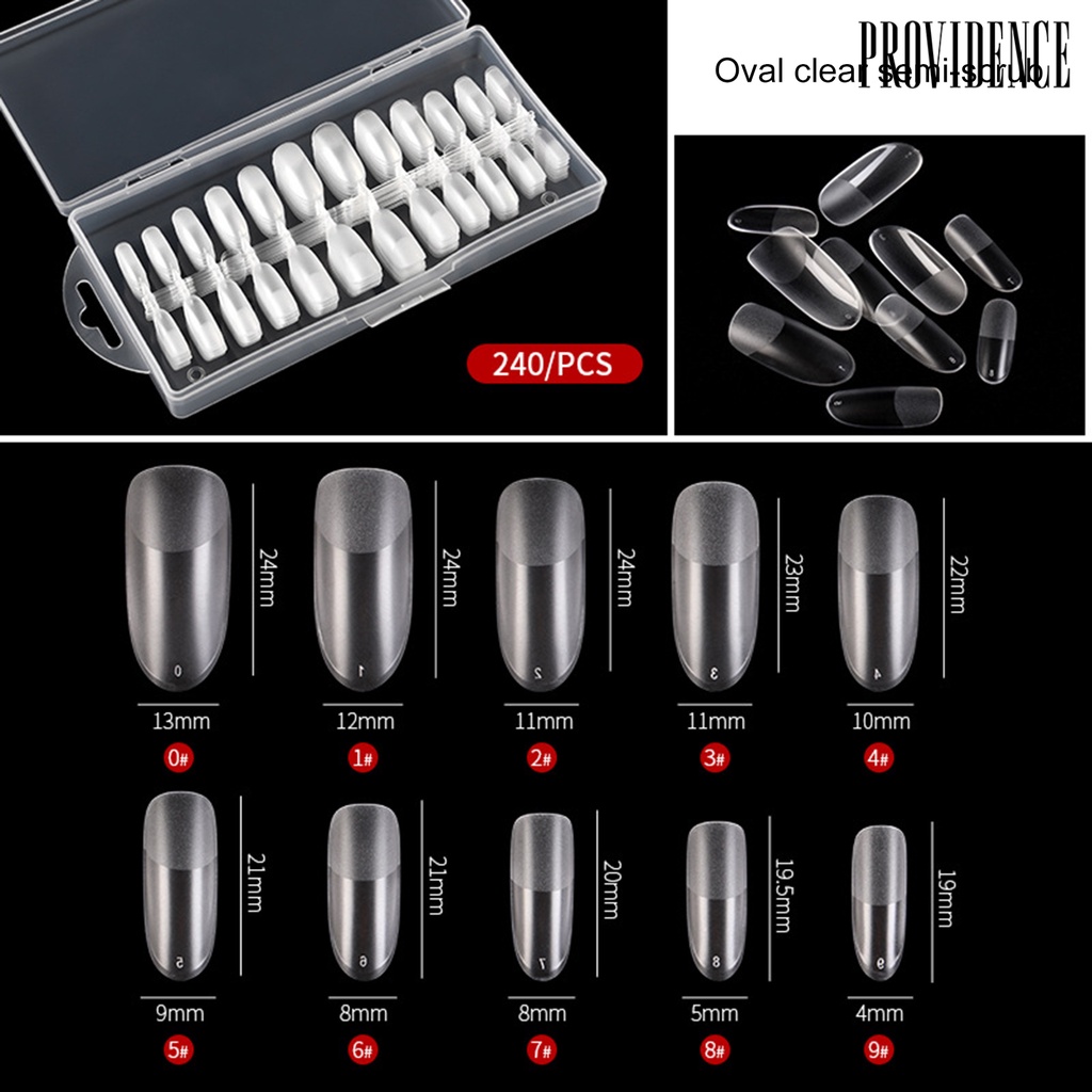 Providence 240 Pcs/Box Patch Kuku Palsu Kuat Ketangguhan Dilepas Transparan Kuku Ekstensi Frosted Buatan Kuku Tip Salon Kuku