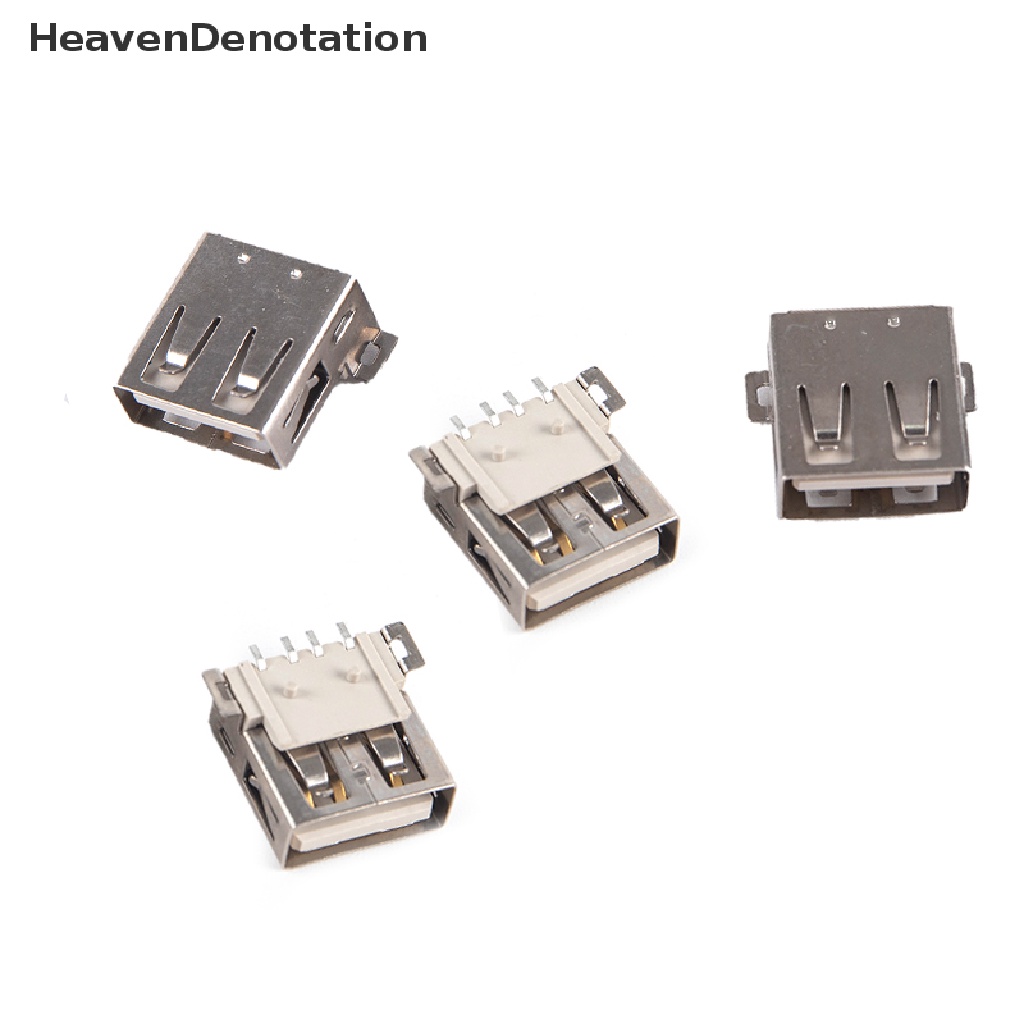 [HeavenDenotation] 10pcs USB2.0 Tipe A Standard Port Female Solder Jacks Konektor PCB Socket USB-A type SMT 4Pin HDV