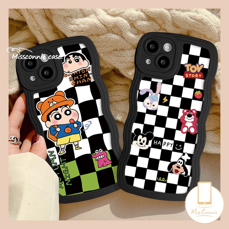 Redmi 10A 12C 9T 9A A1 9 10C 10 A1+9C POCO X3 NFC Pro M3 Mi 11T Pro Redmi Note10 9 8 11 11s 10s 11Pro 9s 10Pro Max Cute Mickey Dinosaurus Manyo Soft Tpu Wavy Edge Chessboard Sarung