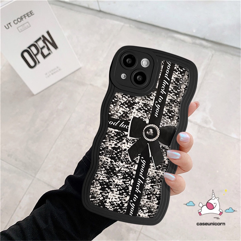 Casing Butterfly Retro Bow-Knot Hitam Mewah Untuk Infinix Hot 10s 9 10 11s 20 12i 10Lite 20s 8 12 Pro Note 10Pro 12 G96 Hot 10 9 11 12 Play Smart 4 6 5 Plus Soft Tpu Wavy Edge Sarung