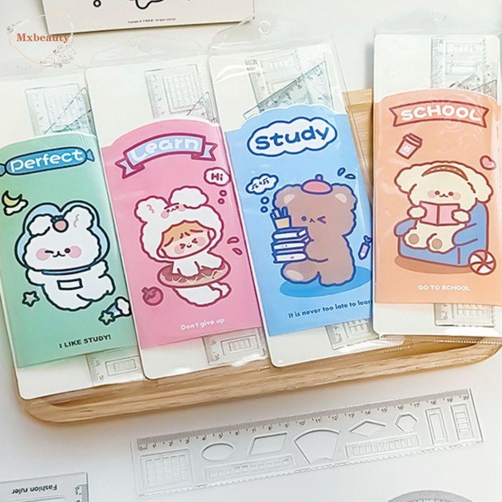 Mxbeauty Set Penggaris Kartun|Alat Gambar 20cm Perlengkapan Ujian Astronot Perlengkapan Sekolah Piring Segitiga