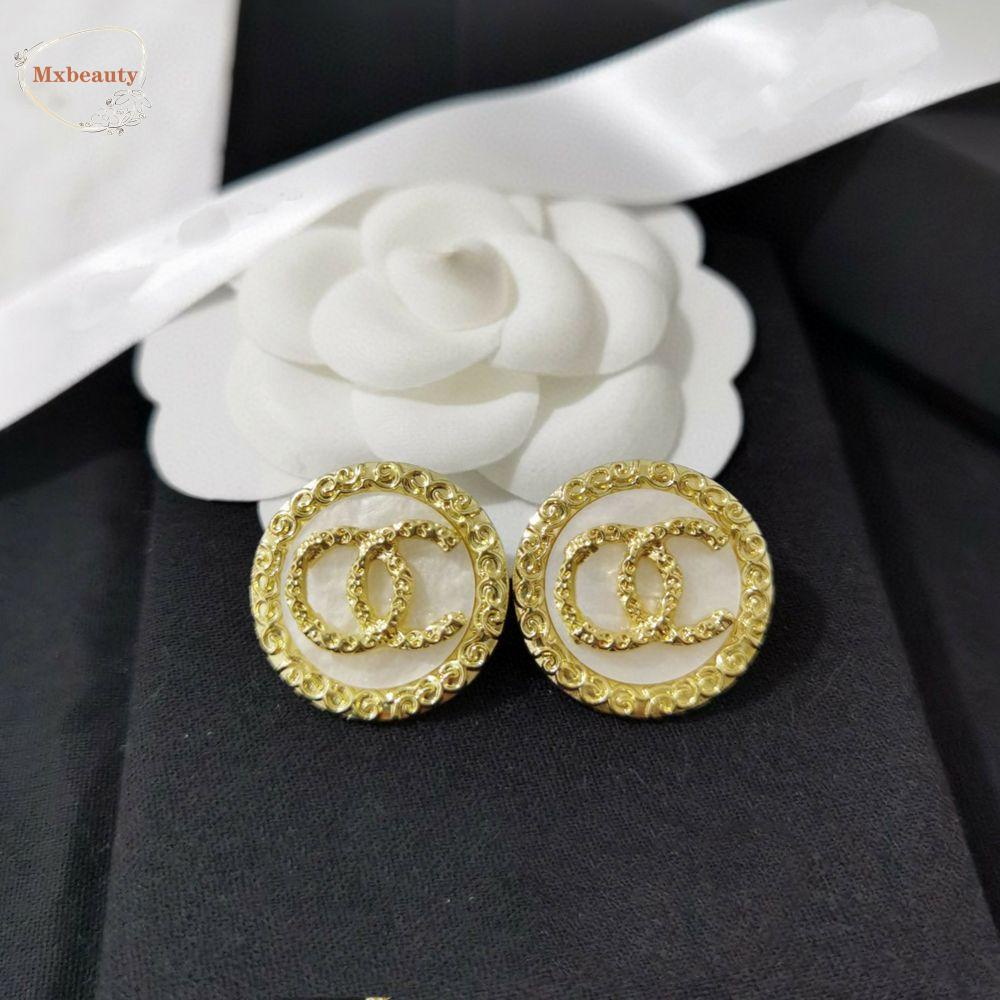 Mxbeauty Anting Huruf C Mewah Elegan Ear Studs Double C Letter Perhiasan Hadiah Gala Pesta Stud Earrings