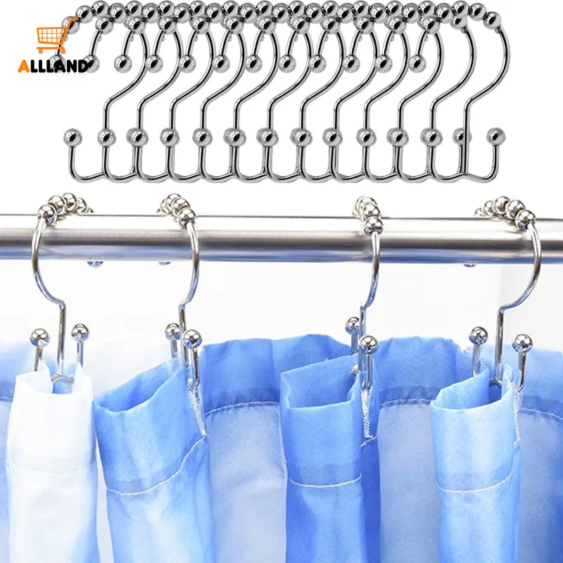 1pc Kreatif Tirai Bergerak Gantung Besi Roller Ball Hook/Portable Shower Curtain Sliding Hooks/Rumah Gantungan Laci Serbaguna