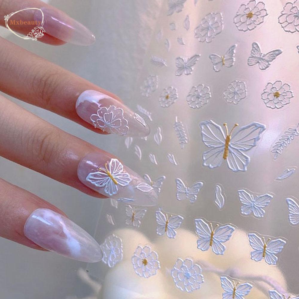 Mxbeauty Stiker Kuku Motif Kupu-Kupu 3D Gaya Cina Untuk Nail Art / Manicure DIY